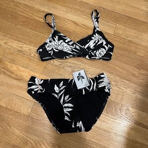 Livia NWT black and white floral bikini